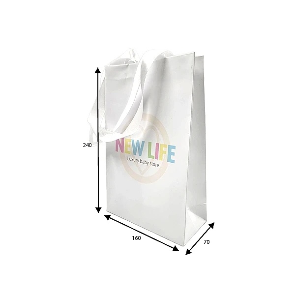 Подарунковий паперовий пакет New Life, 24х16х7 см, білий (35931) - Pampik - 3