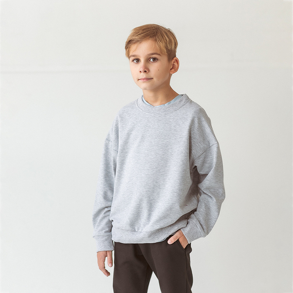 Свитшот Garnamama Basic Sweatshirt 2-х нить 128 Серый (947292.1303602) - Pampik - 2
