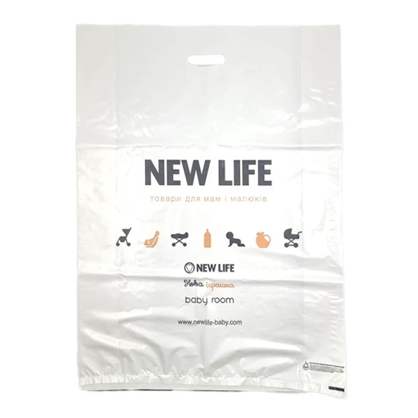 Фірмовий пакет New Life, великий, 74х55 см, білий (35975) - Pampik