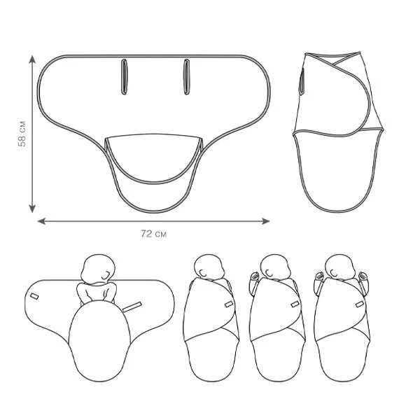 Пелюшка-конверт New Life expert, 0-3 міс., 58х72 см, молочний (008/31418) - Pampik - 4