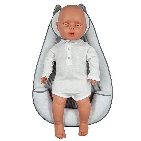 Позиціонер-кокон New Life expert Котик Air+Memory, 65х43х10 см, біло-сірий (0000/37079) - Pampik - 7