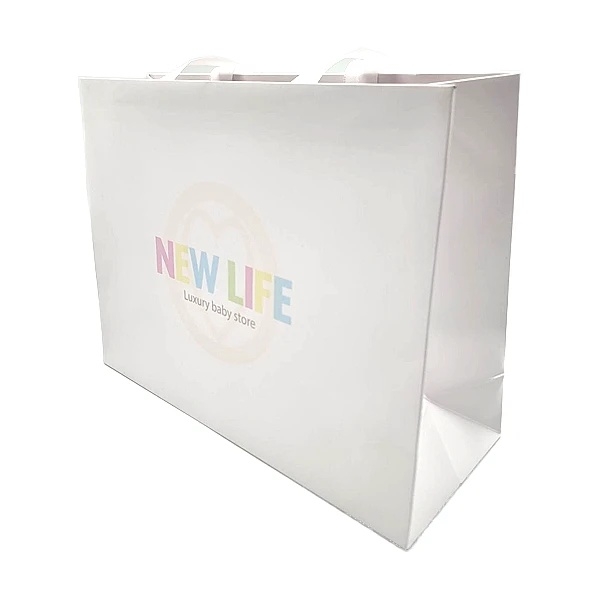 Подарочный бумажный пакет New Life, 24х32х12 см, белый (34282) - Pampik - 2