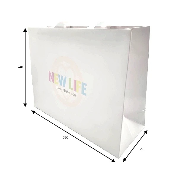 Подарочный бумажный пакет New Life, 24х32х12 см, белый (34282) - Pampik - 3