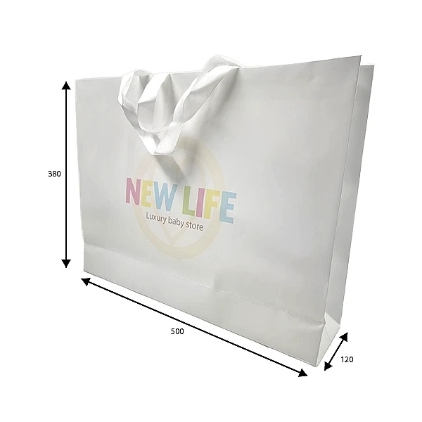 Подарочный бумажный пакет New Life, 38х50х12 см, белый (34283) - Pampik - 3