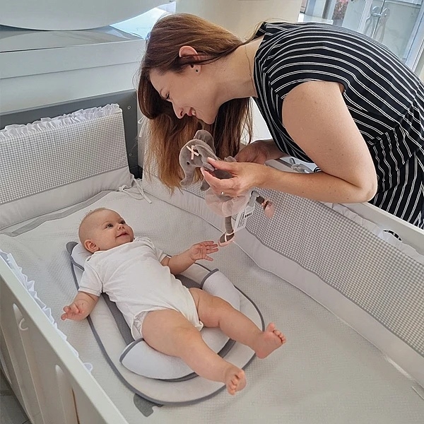 Позиціонер-кокон New Life expert Котик Air+Memory, 65х43х10 см, біло-сірий (0000/37079) - Pampik - 9