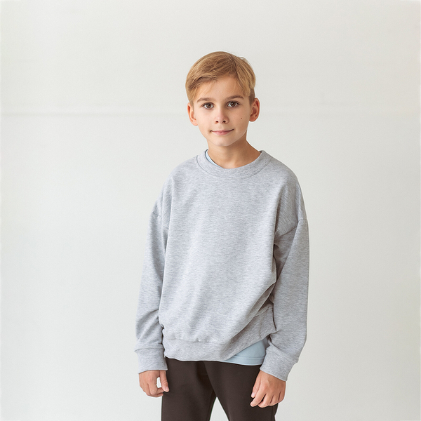Свитшот Garnamama Basic Sweatshirt 2-х нить 164 Серый (947298.1303602) - Pampik