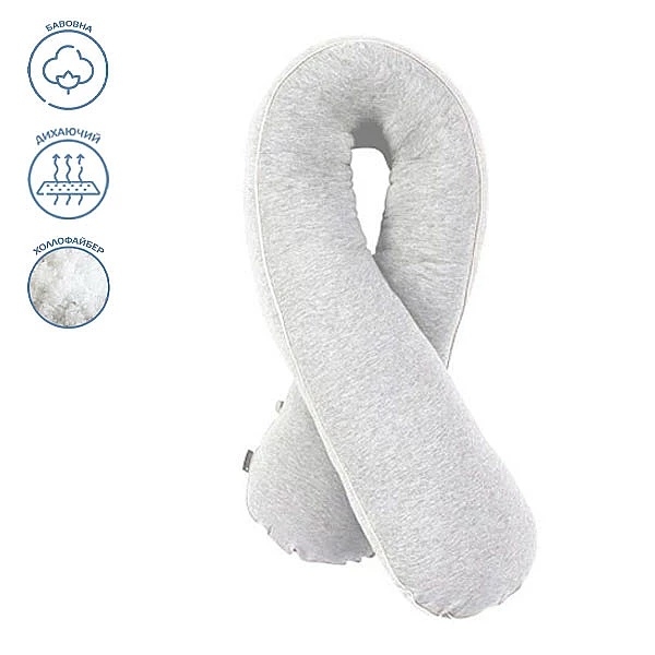 Подушка для мами та малюка New Life expert, 180 см, сірий (049/33389) - Pampik - 2