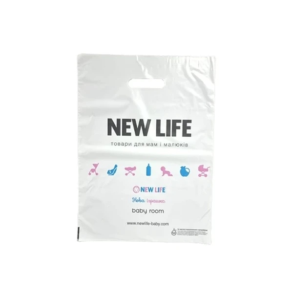 Фирменный пакет New Life, маленький, 30х40 см, белый (35973) - Pampik