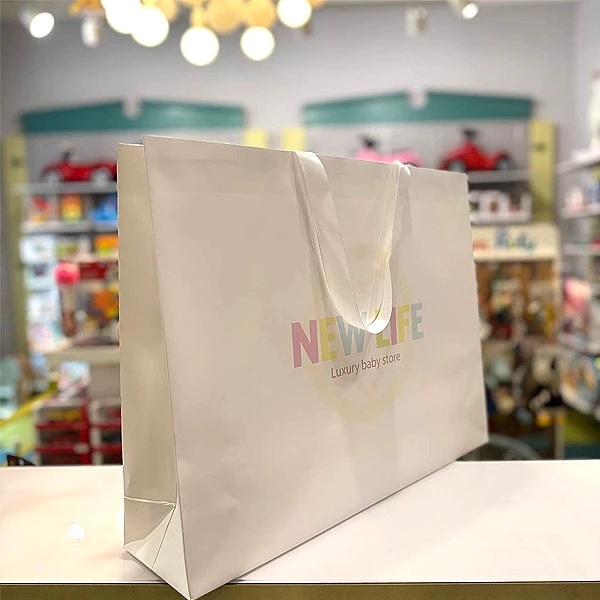 Подарочный бумажный пакет New Life, 38х50х12 см, белый (34283) - Pampik - 4