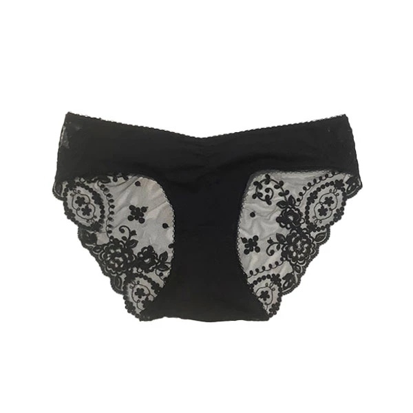 Трусы New Life La Perla, под живот, с кружевом, р.36, черный (26494) - Pampik