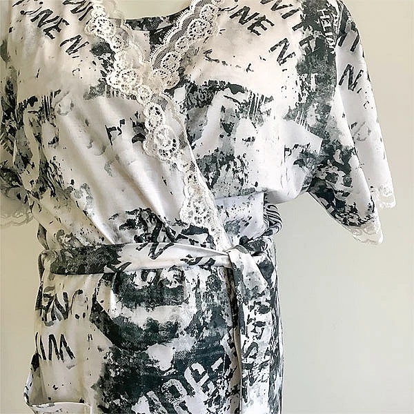 Халат домашній New Life, р.S-M, принт газета (129/27321) - Pampik - 5