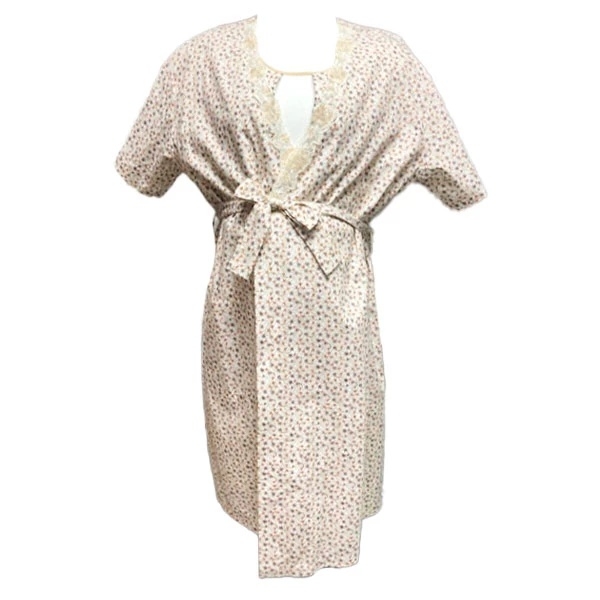 Комплект із халата та нічної сорочки для годування New Life, р.L-XL, принт квіти, молочний (308/36684) - Pampik