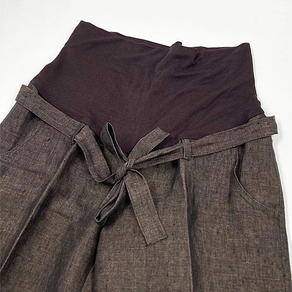 Штани New Life з трикотажною вставкою та поясом, р.42, коричневий (556/10633) - Pampik - 3