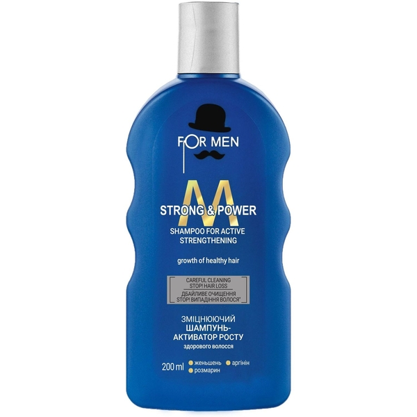 Зміцнюючий шампунь-активатор росту здорового волосся Family Doctor For Men Strong&Power, 200 мл - Pampik