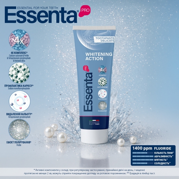 Зубна паста Essenta PRO Whitening Action, 75 мл - Pampik - 4