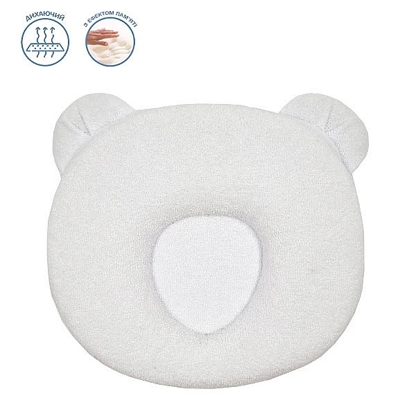 Ортопедична подушка New Life expert Memory Ведмедик для немовлят, 21х19 см, білий (30429) - Pampik - 2