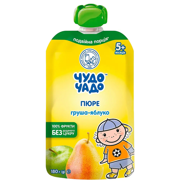 Пюре Чудо-чадо Груша-яблуко без цукру, 180 г - Pampik