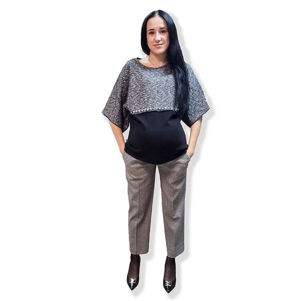 Брюки укороченные New Life с манжетом, лен, р.44, серый (581/23893) - Pampik - 6