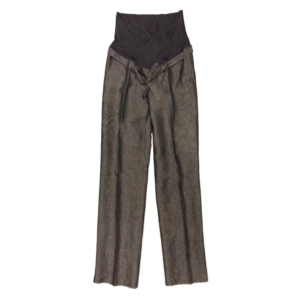 Штани New Life з трикотажною вставкою та поясом, р.42, коричневий (556/10633) - Pampik