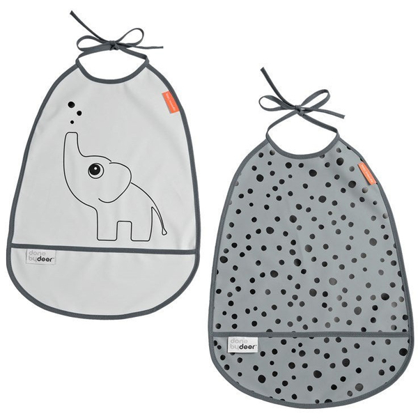 Слюнявчик водонепроницаемый Done by Deer, 2 шт., серый (1393675/32983) - Pampik