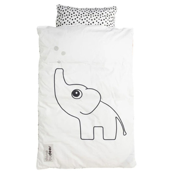 Постельное белье Done by Deer, 80х100 см, 35х40 см, белый в горох (20628/33042) - Pampik