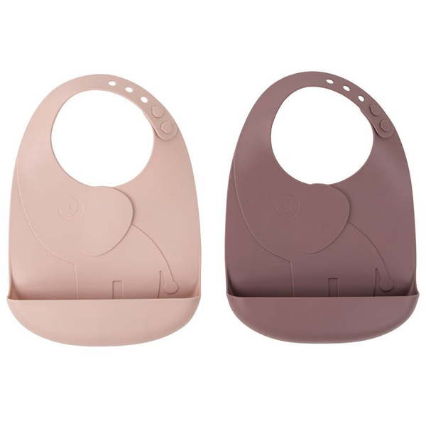 Слюнявчик силиконовый Done by Deer, 2 шт., пудровый (1309901/35643) - Pampik