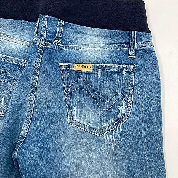 Джинси вузькі Pietro Brunelli вкорочені потерті, срібна відстрочка, джинс, р.40, темно-блакитний (JP0043,560/23025) - Pampik - 5