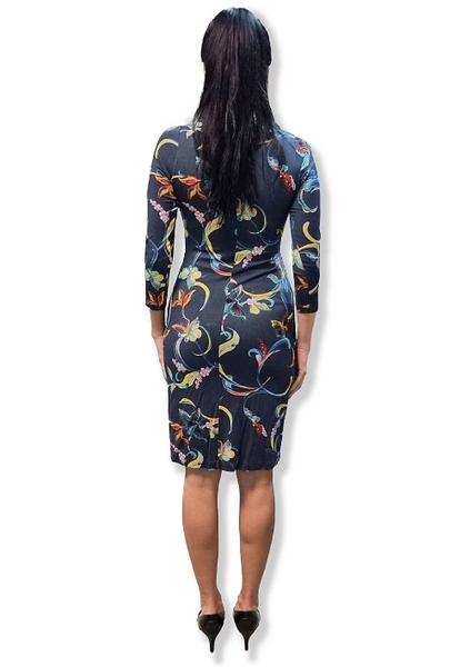 Сукня з асиметричним поясом Pietro Brunelli, р.42, темно-синій (AG0117/21117) - Pampik - 6