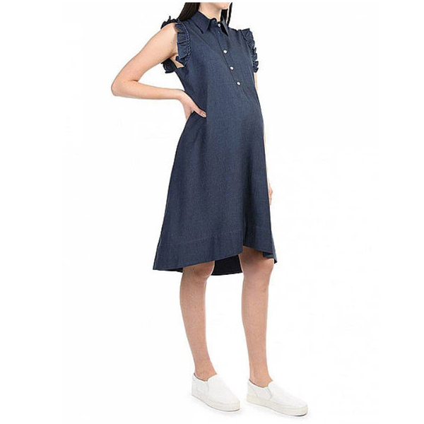 Сукня з рюшами Pietro Brunelli Margherita, р.42, джинс, синій (AG0171/27514) - Pampik - 2