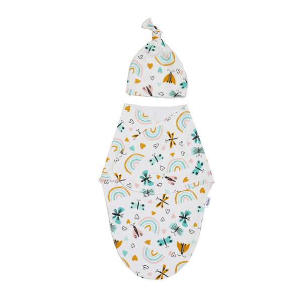 Набор Twins Butterfly: євро-пелюшка та шапочка, інтерлок, мультиколір (1911-EP-20B) - Pampik