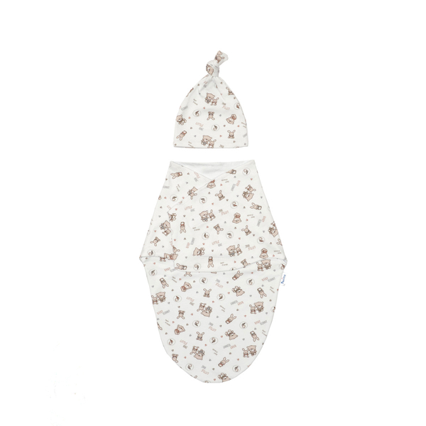 Набор Twins: евро-пеленка и шапочка, интерлок, белый (1911-EP-01) - Pampik - 4