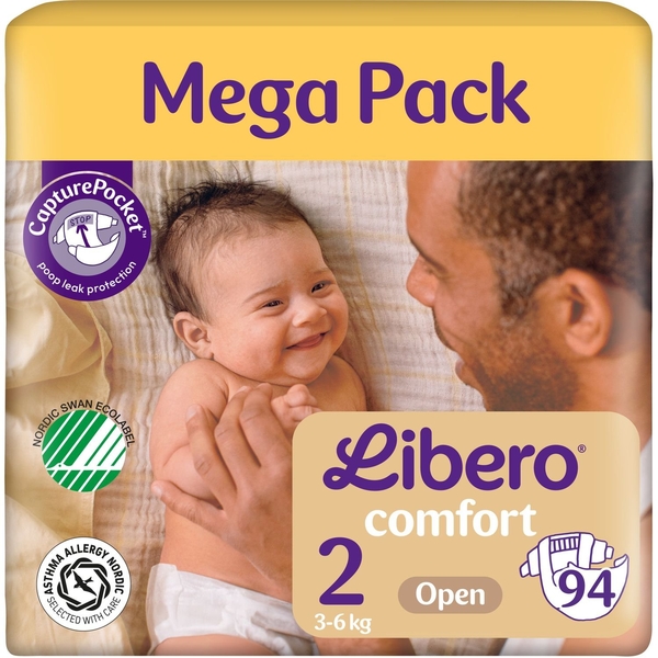 Підгузники на липучках Libero Comfort 2 (3-6 кг), 94 шт. - Pampik