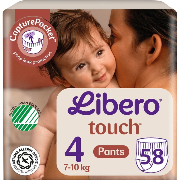 Набір підгузків-трусиків Libero Touch Pants 4 (7-10 кг), 58 шт. - Pampik