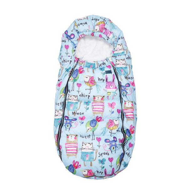 Конверт у коляску Twins Voyage Звірята, блакитний з білим (9011-TV-04) - Pampik