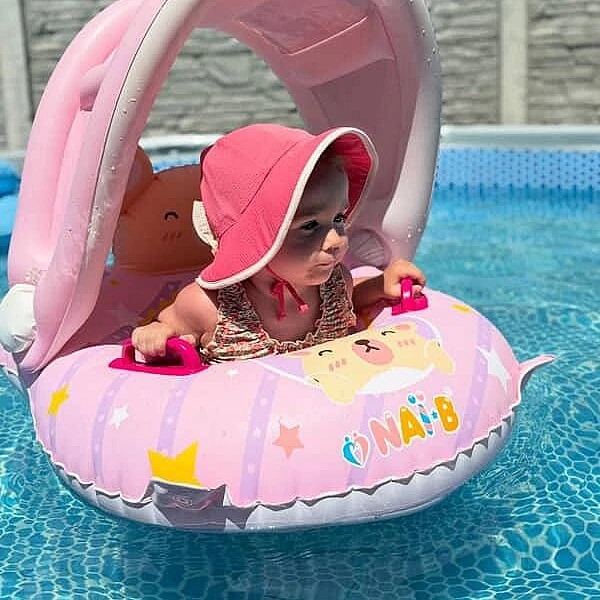 Круг для плавання з козирком Nai-B, від 2 років, рожевий (27000) - Pampik - 4
