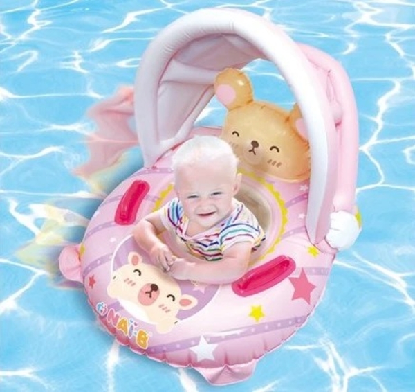 Круг для плавання з козирком Nai-B, від 2 років, рожевий (27000) - Pampik - 3