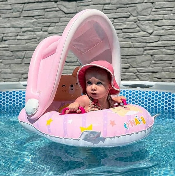 Круг для плавання з козирком Nai-B, від 2 років, рожевий (27000) - Pampik - 6