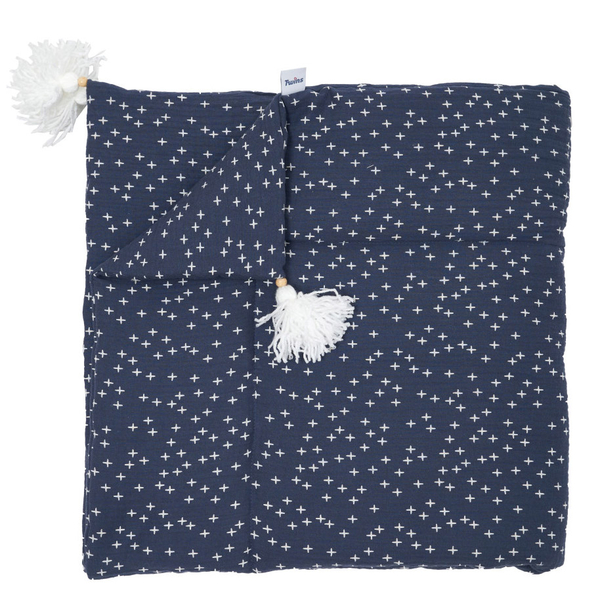 Плед мусліновий Twins Сузір'я, утеплений з китицями, 90x90 см, темно-синій (1611-PMУ90х90-09С) - Pampik