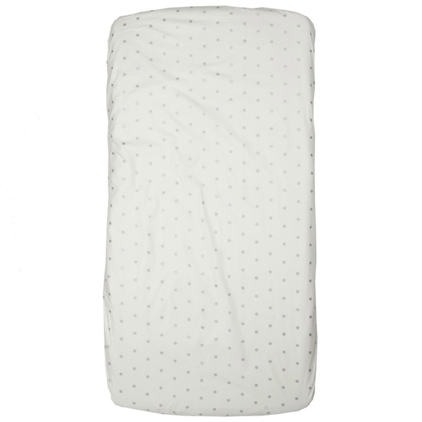 Простирадло на резинці Twins Dolce Insta Горох, бязь, 120x60 см, білий зі сріблом (6060-DI-01gs) - Pampik