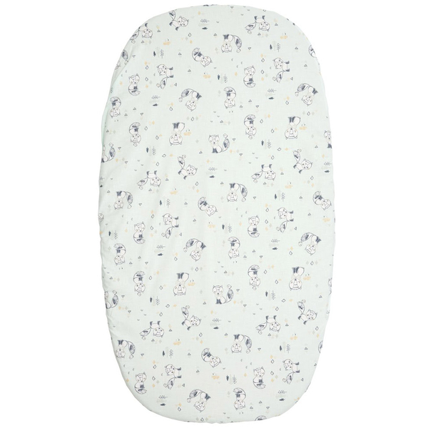 Простирадло на резинці Twins Be happy Лисичка, поплін преміум, 90x50 см, білий з принтом (6010-TBH-66) - Pampik