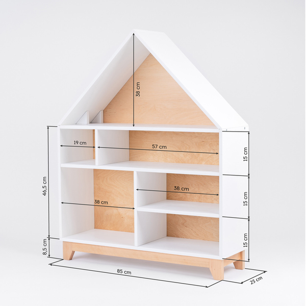 Стеллаж Twins Домик с полками для игрушек, серый (pc-1-0000) - Pampik - 3