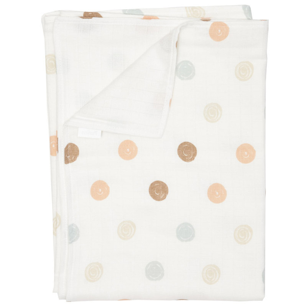 Плед Twins Горошки, мусліновий подвійний, 110х75 см, білий з принтом (1410-110/75-1002) - Pampik