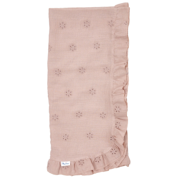 Плед муслиновый Twins Flower, с рюшкой, 100х100 см, бежевый (1621-PMF100-02) - Pampik