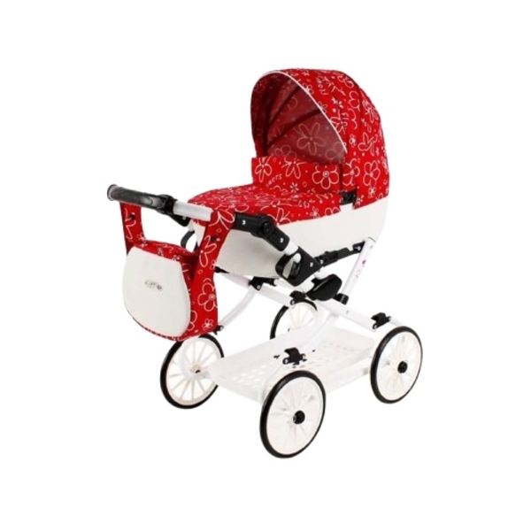 Коляска для куклы Adbor Viki, красно-белый (VI-03) - Pampik