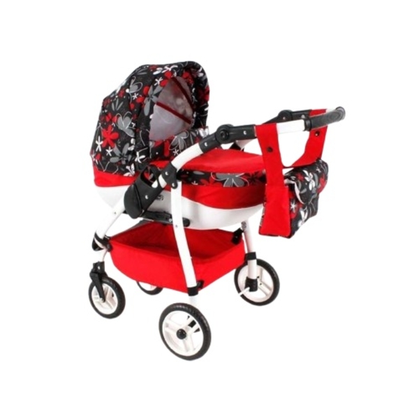 Коляска для ляльки Adbor Lily Sport, чорно-червоний (LS-18) - Pampik