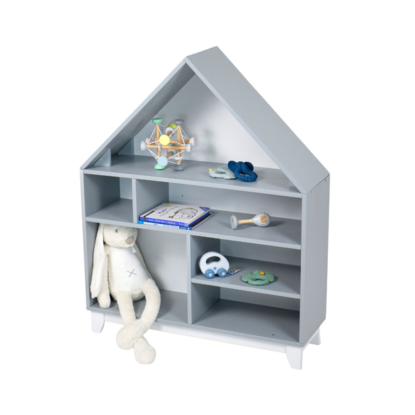 Стеллаж Twins Домик с полками для игрушек, серый (pc-1-0000) - Pampik - 2