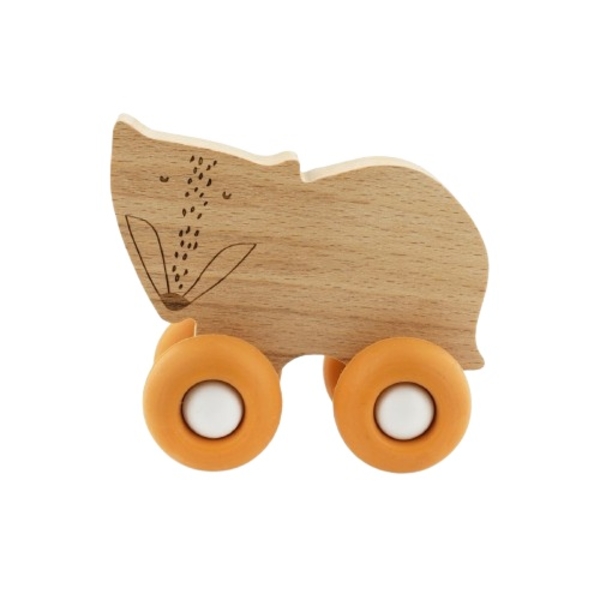 Игрушка-каталка деревянная Trixie Baby Fox на силиконовых колесах, оранжевый (36241) - Pampik