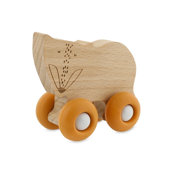 Игрушка-каталка деревянная Trixie Baby Fox на силиконовых колесах, оранжевый (36241) - Pampik - 2