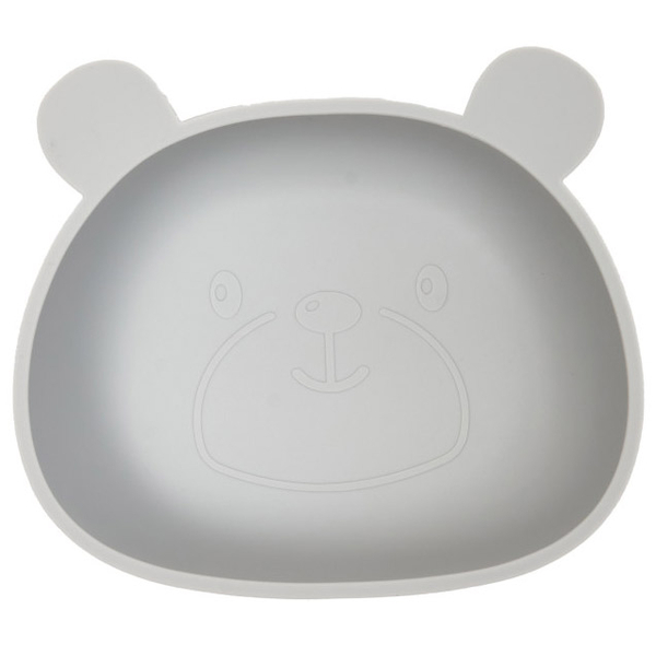 Тарелка силиконовая глубокая Twins Мишка, light grey светло-серый (TRD-03-401) - Pampik