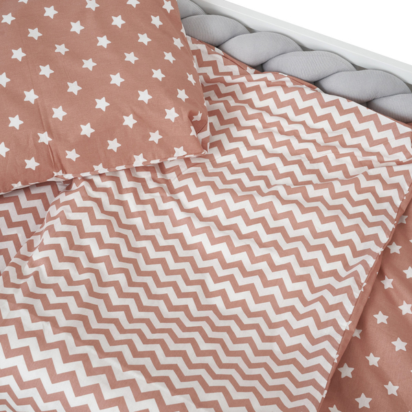 Комплект постільної білизни Twins Star, полуторний, 4 предмети, зигзаг теракотовий (1155-TPS-17) - Pampik - 2